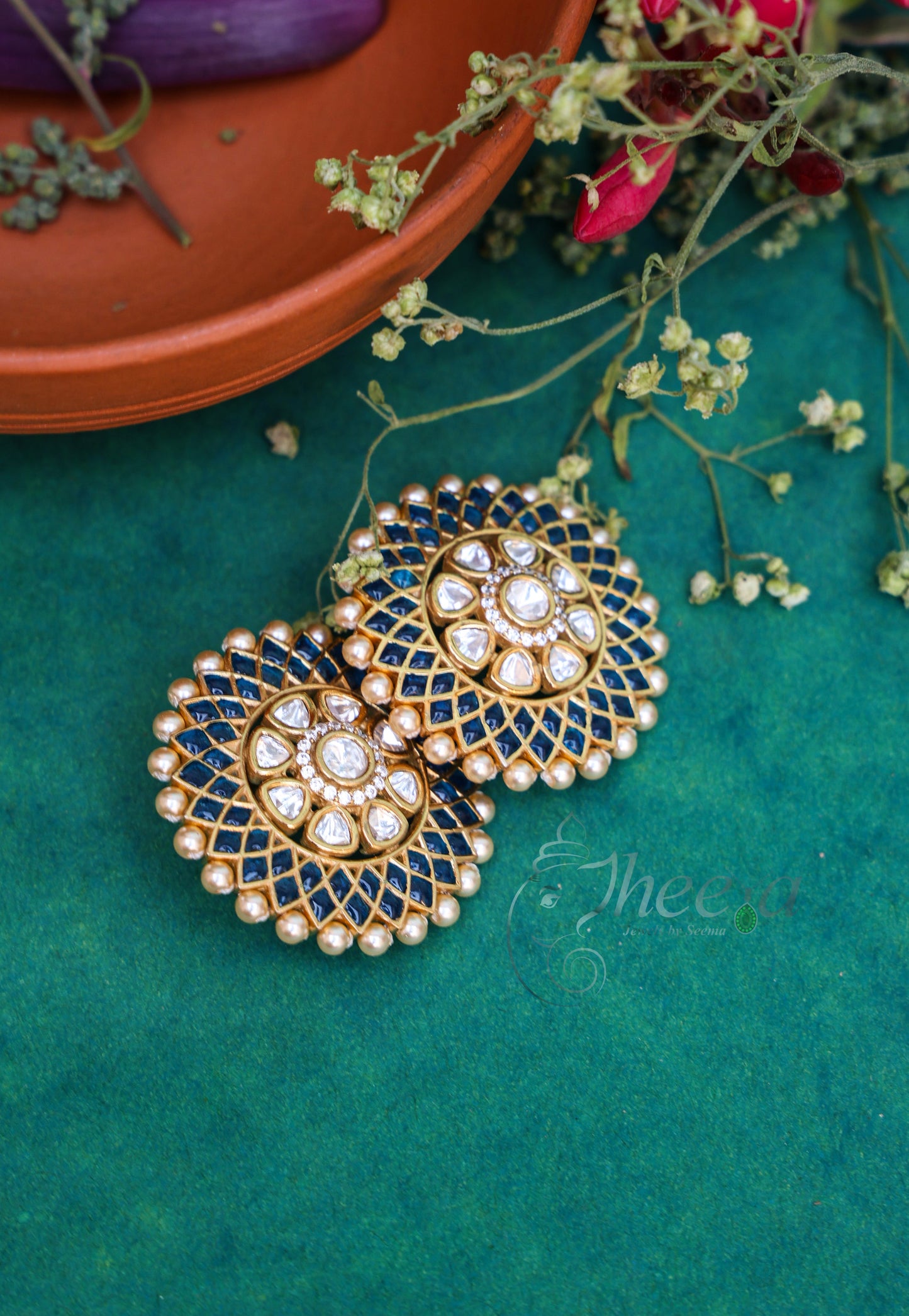 Riwaayat Big Blue Polki Pearl Studs