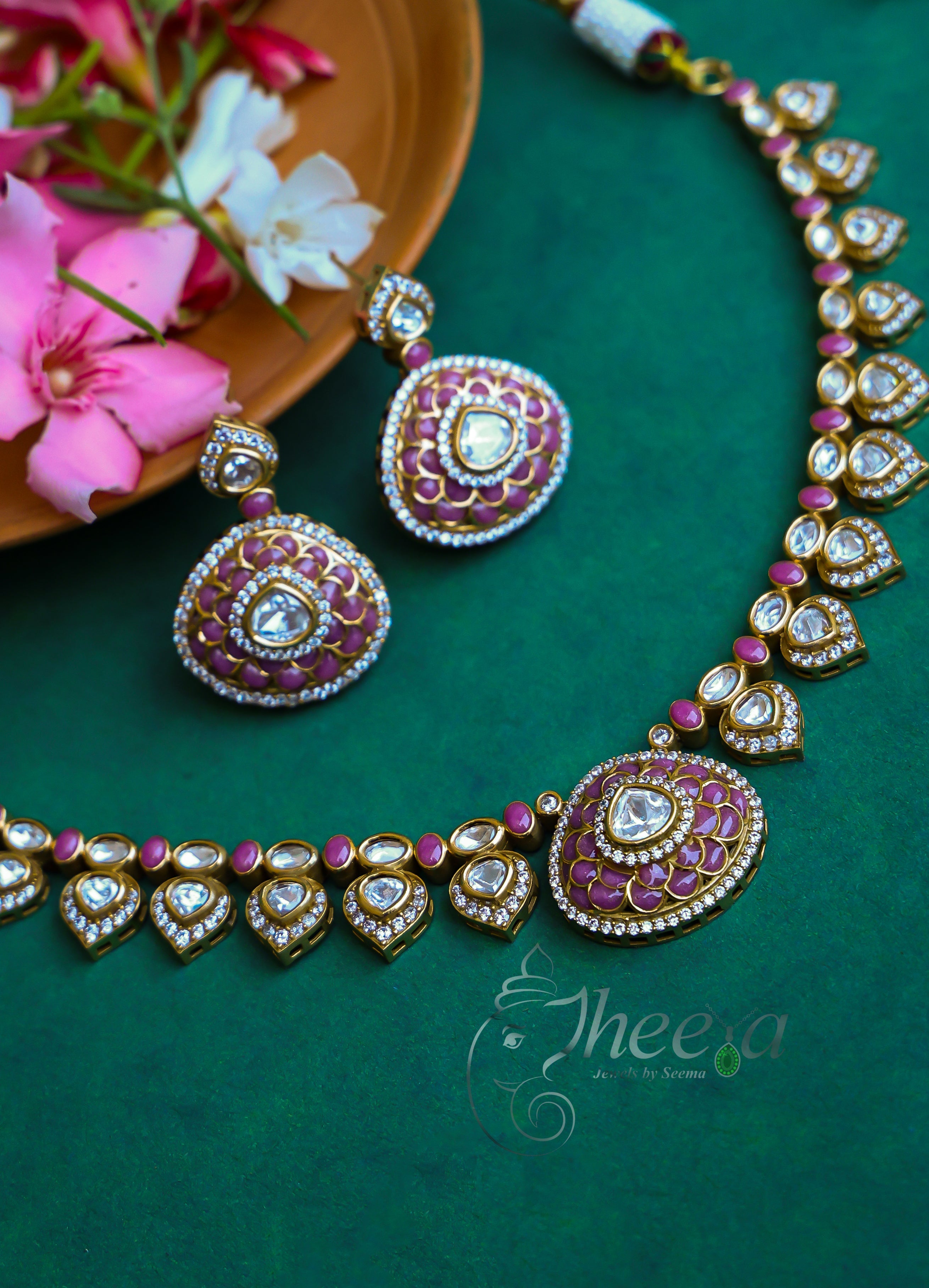 Riwaayat Light pink kundan polki