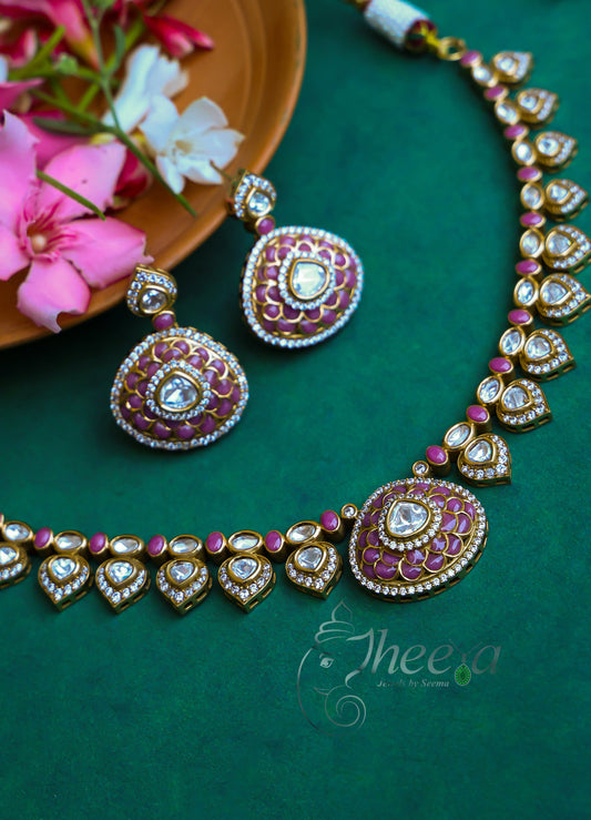 Riwaayat Light pink kundan polki