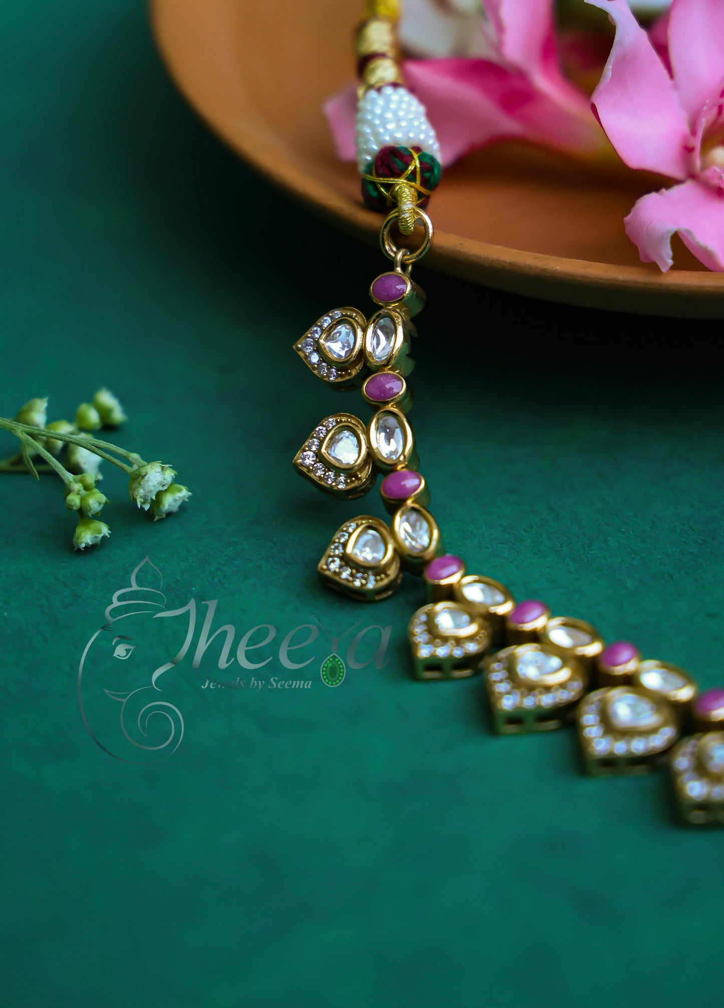 Riwaayat Light pink kundan polki