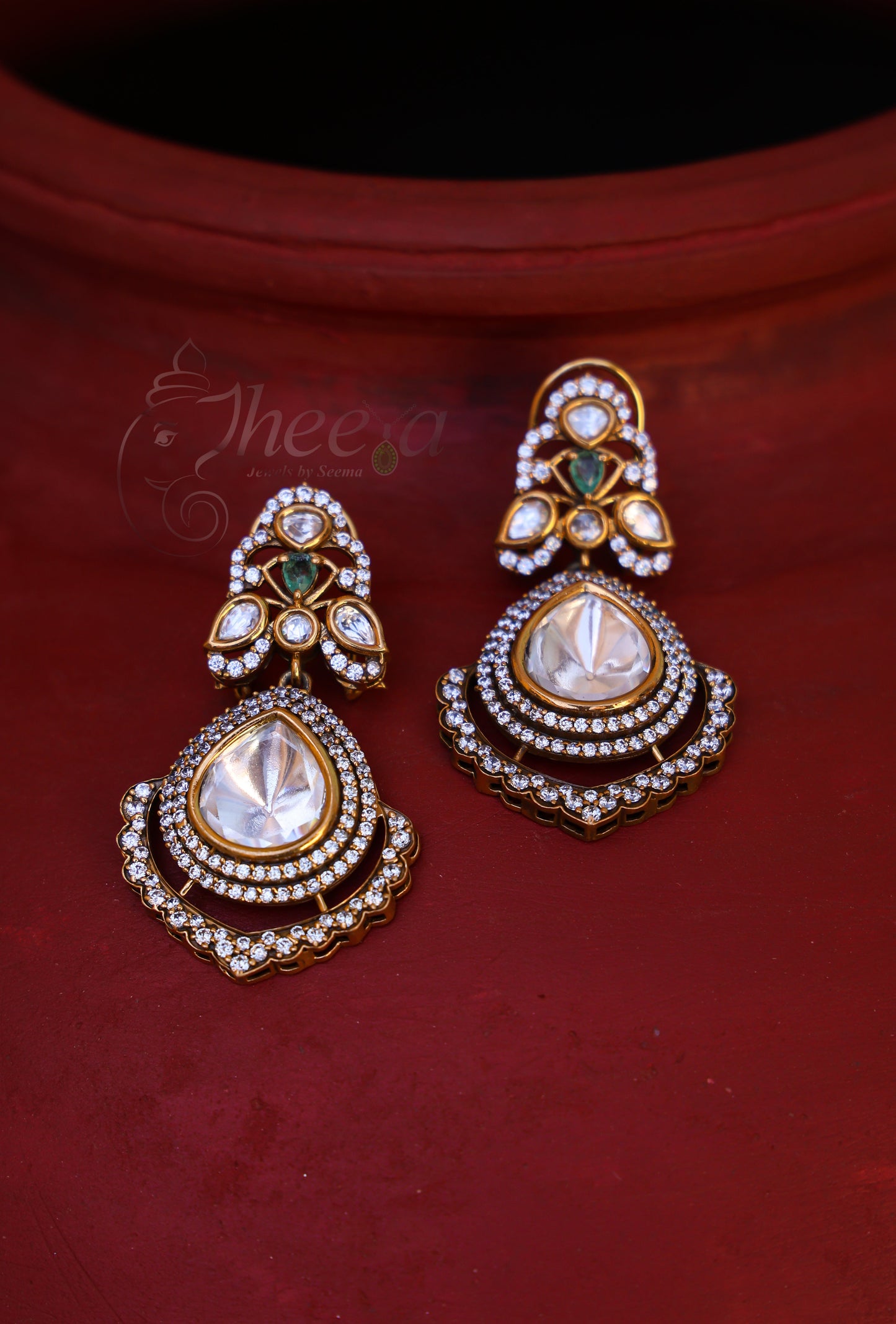 Riwaayat light green polki necklace