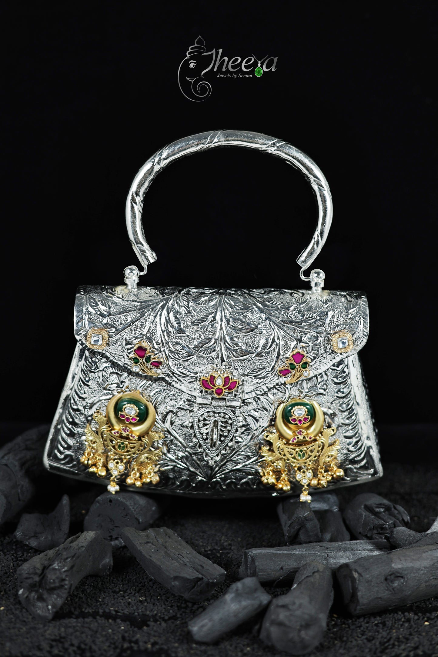 Chandini bag with green inlay work