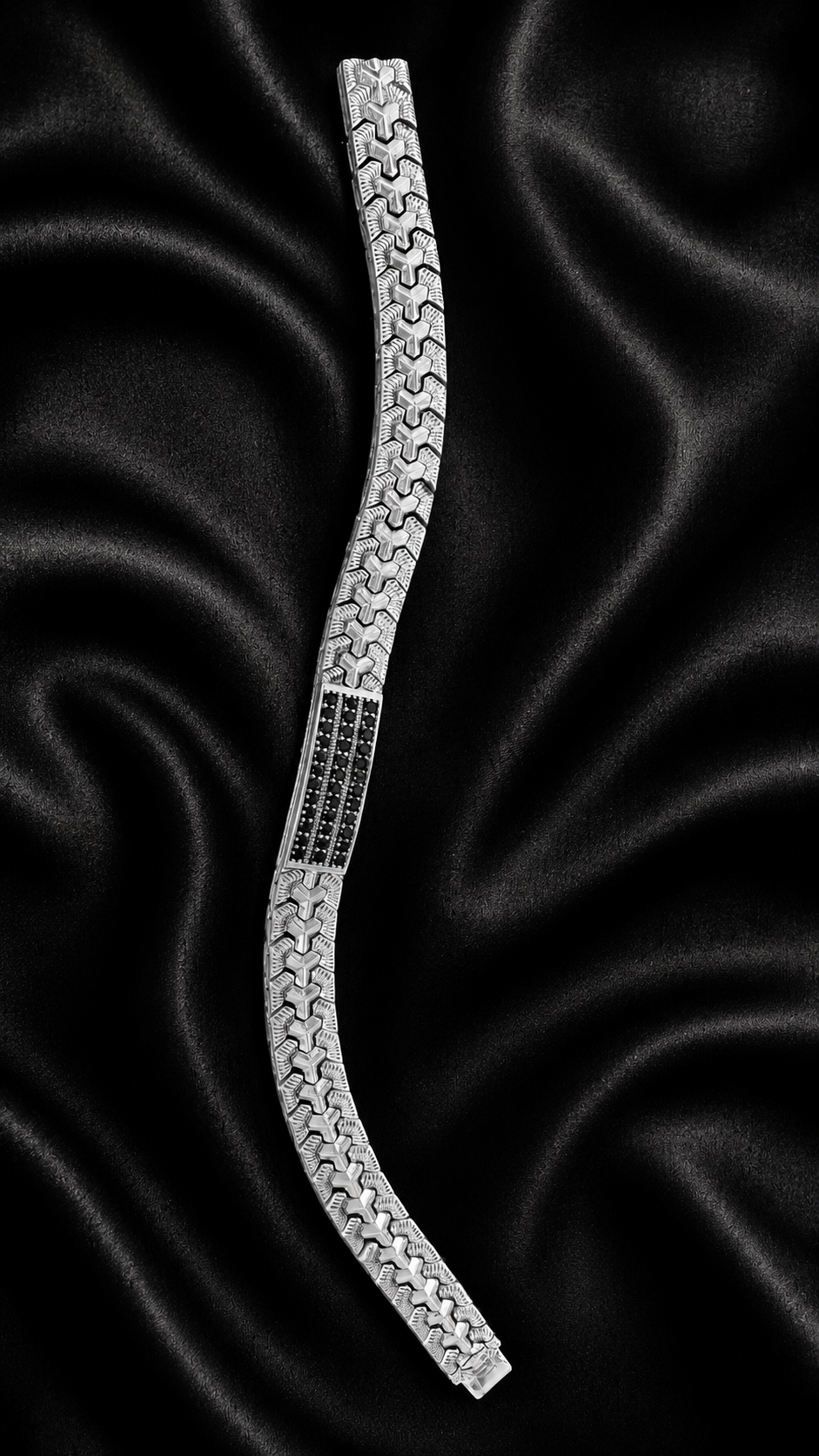 Signature Silver Bracelet With Blue Stones