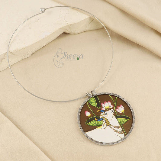 Brown cow Pichwai pendant only