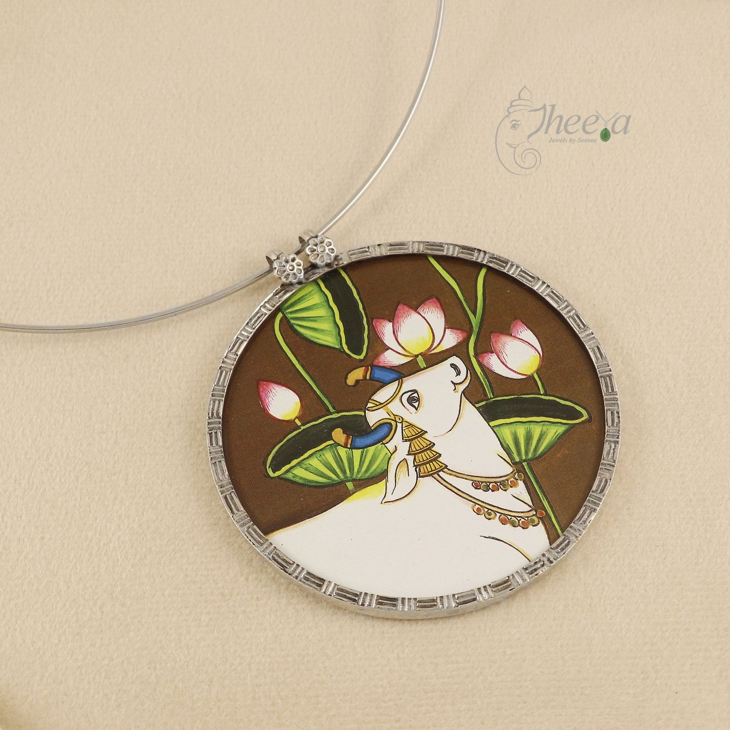 Brown cow Pichwai pendant only