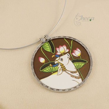 Brown cow Pichwai pendant only