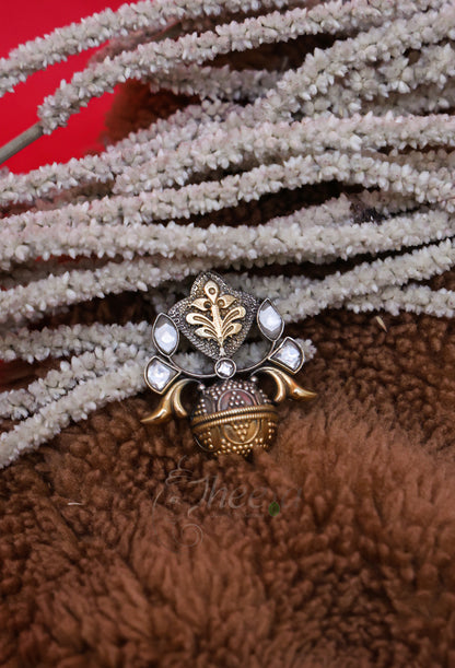 Dual tone white Kundan