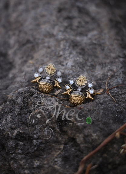 Dual tone white Kundan