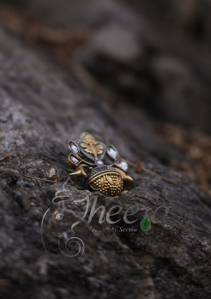 Dual tone white Kundan