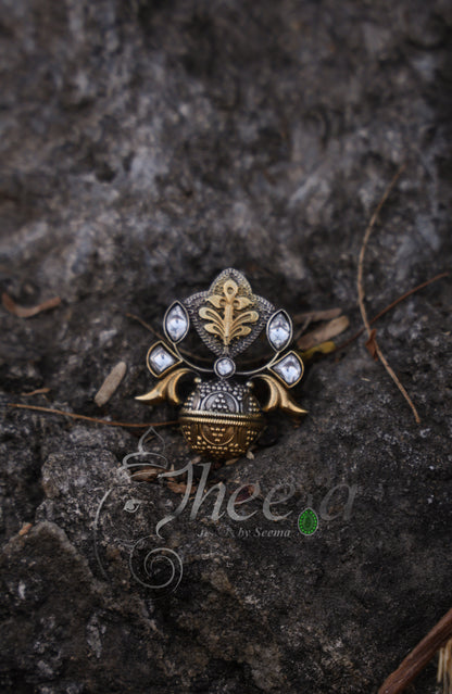 Dual tone white Kundan