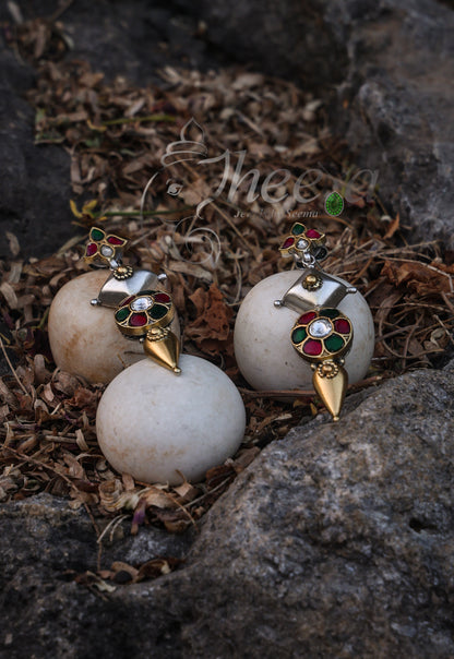 Dual tone multi color earrings