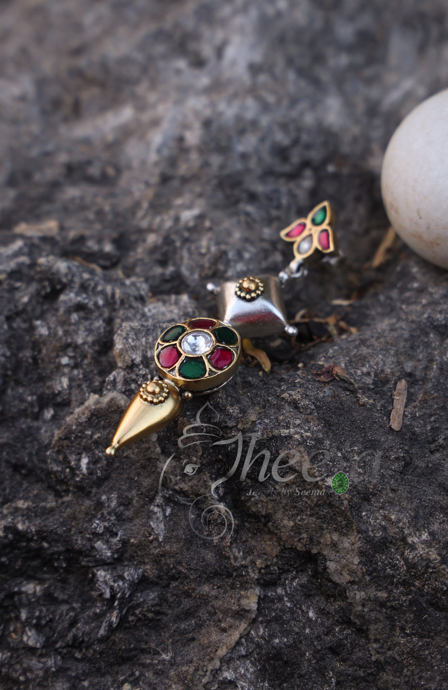 Dual tone multi color earrings