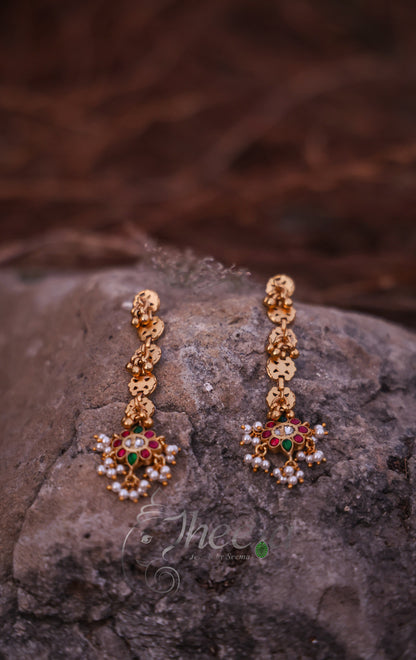 Gold danglers with pearls