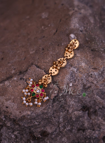 Gold danglers with pearls