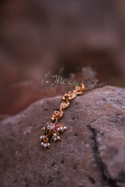 Gold danglers with pearls