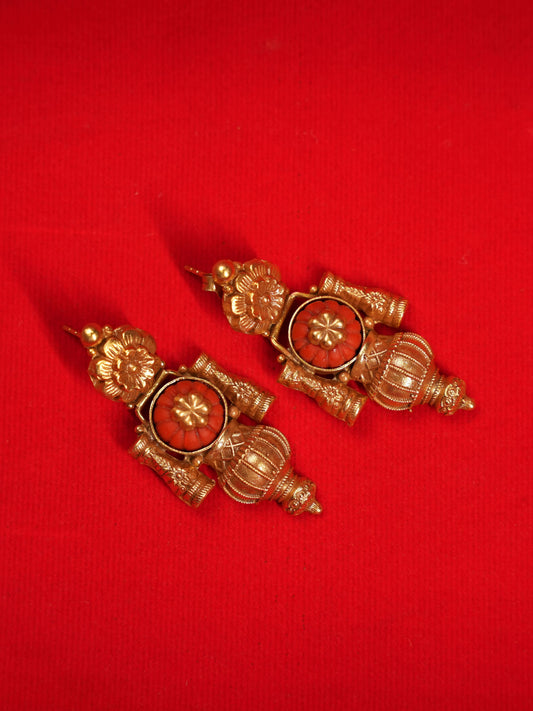Sakshi Vintage Coral Ethnic Drop Earrings