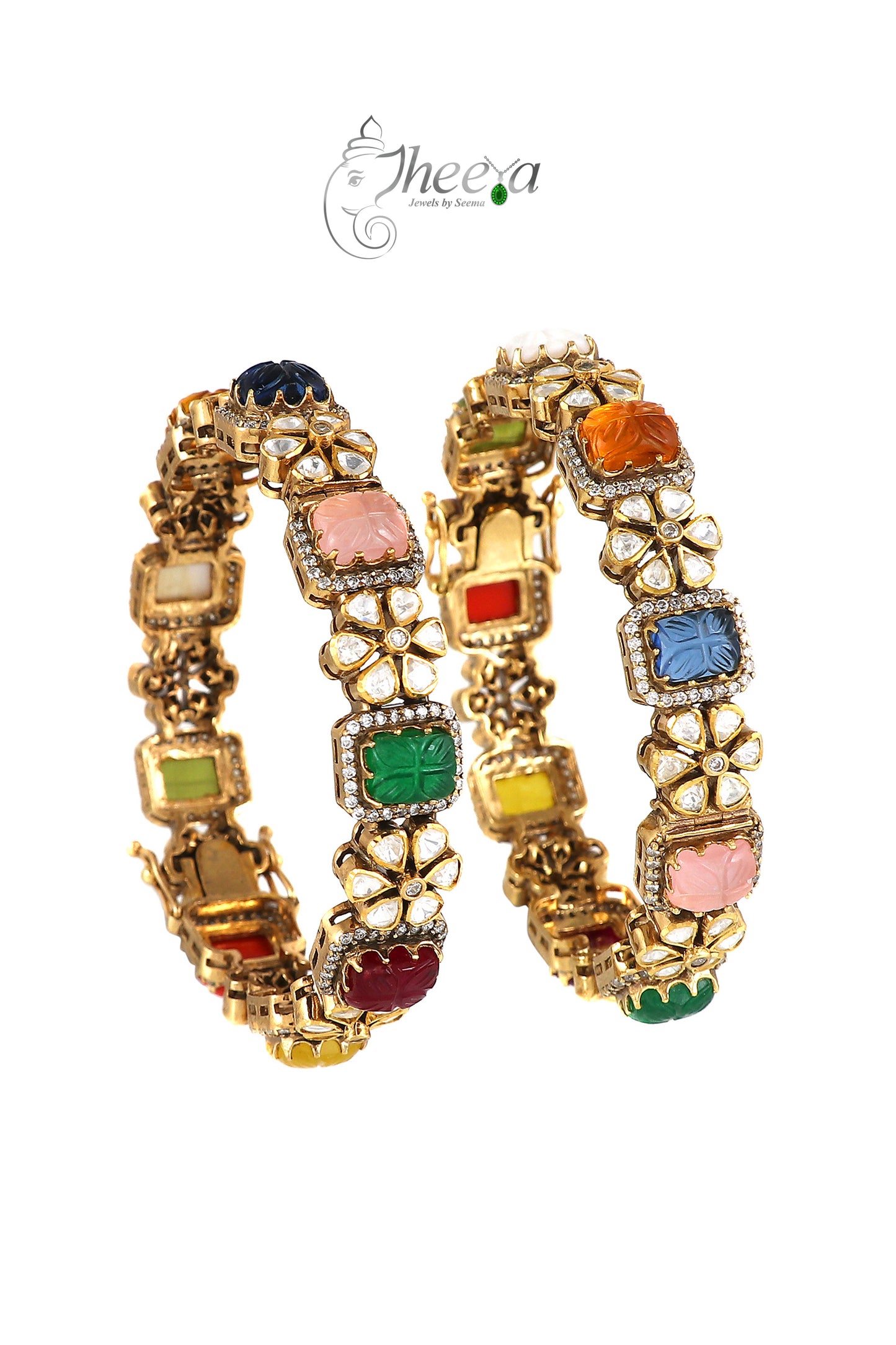 Ratnavalli Navratan Bangle Set