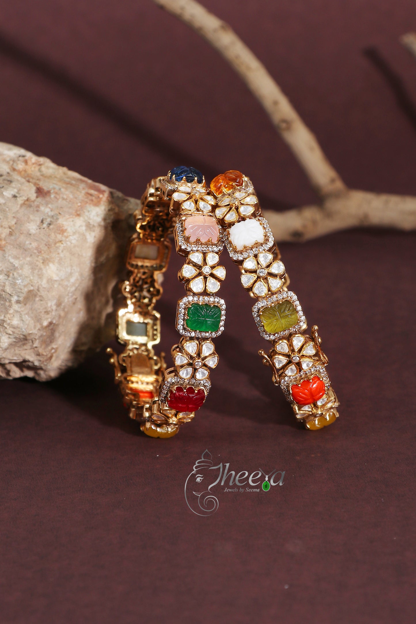 Ratnavalli Navratan Bangle Set