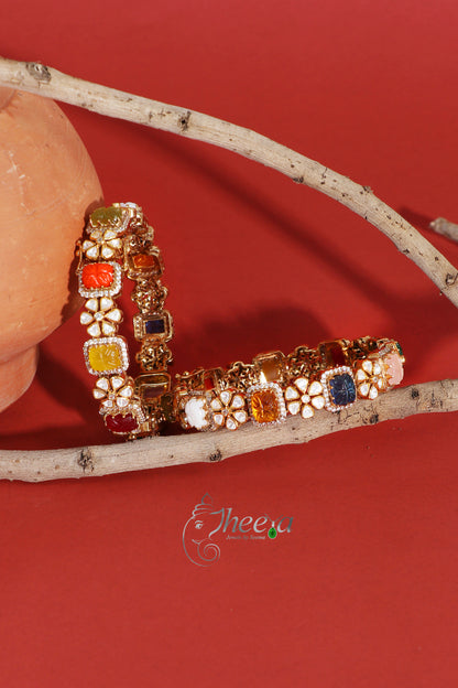 Ratnavalli Navratan Bangle Set