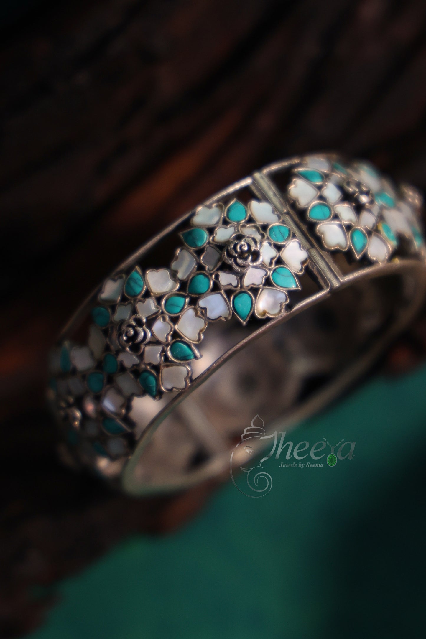 Turquoise floral bracelet