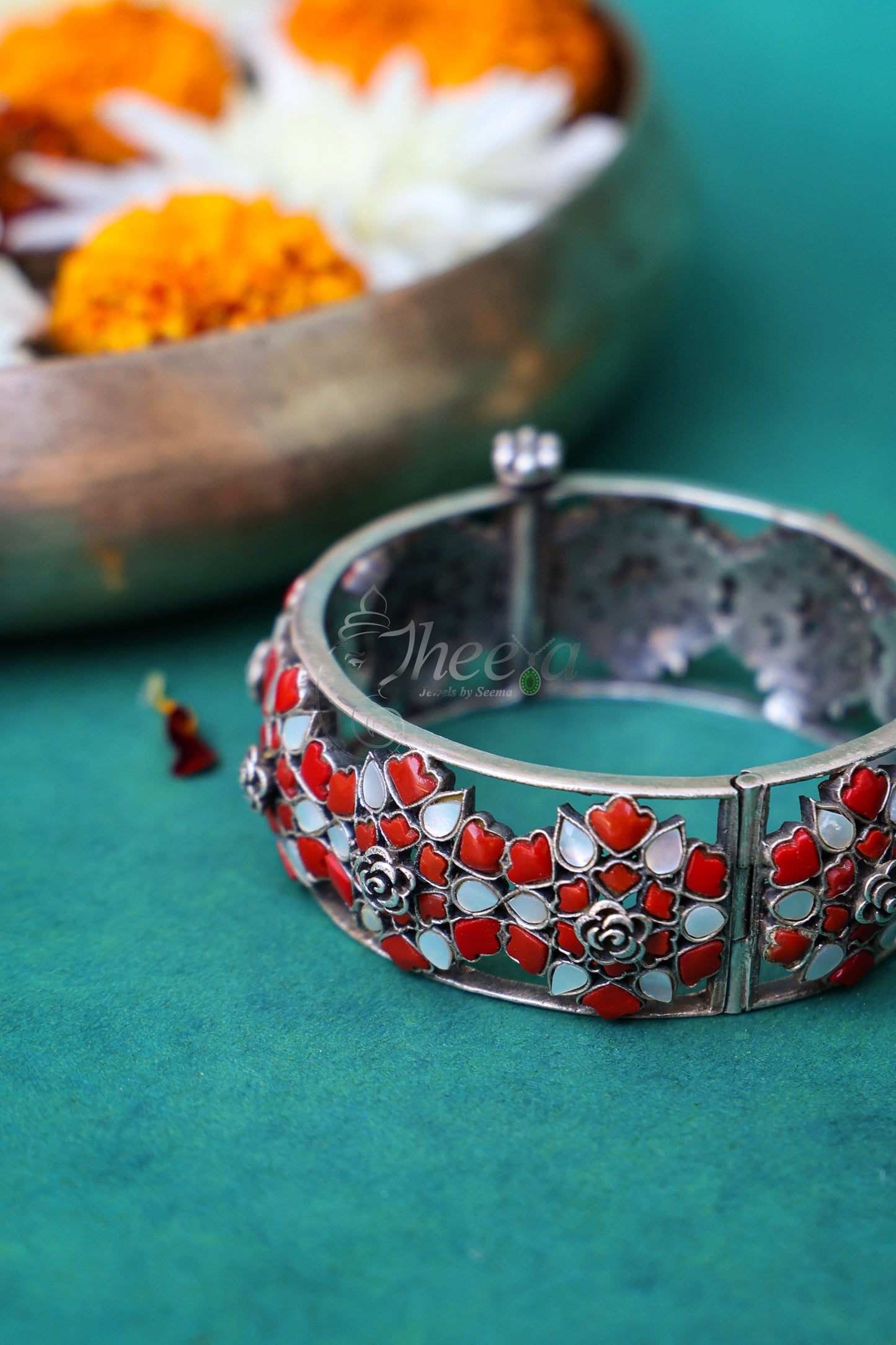 Coral Floral Bracelet