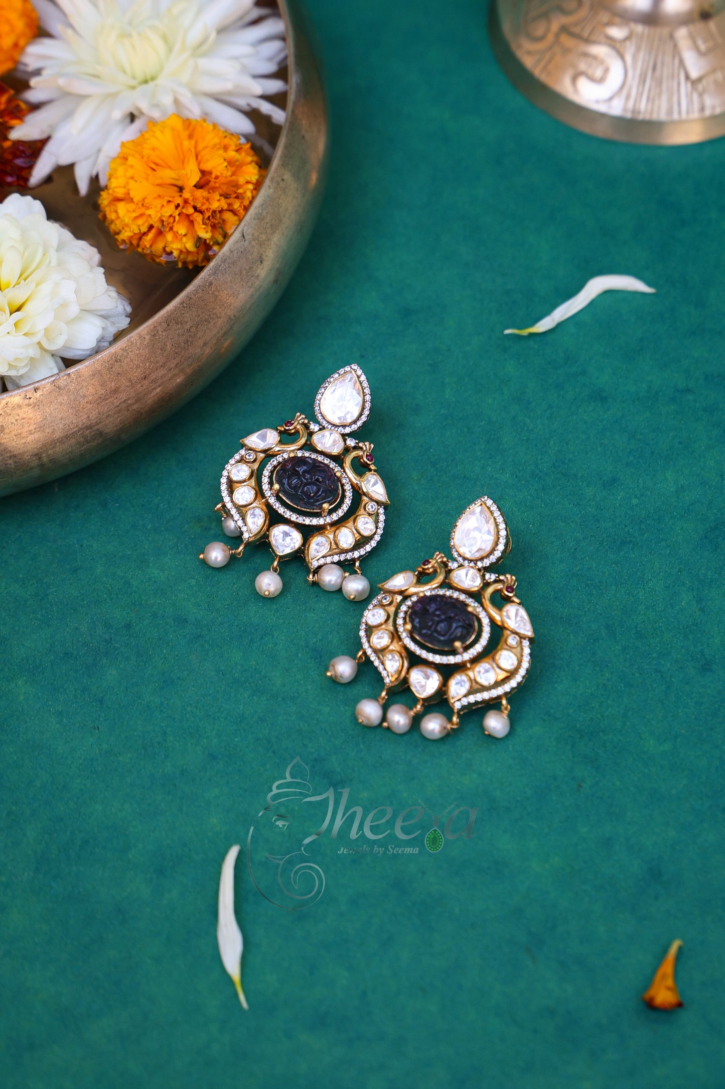 Amethyst and moissanaite earrings