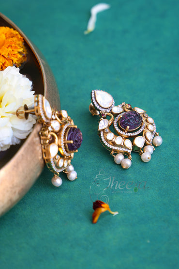 Amethyst and moissanaite earrings