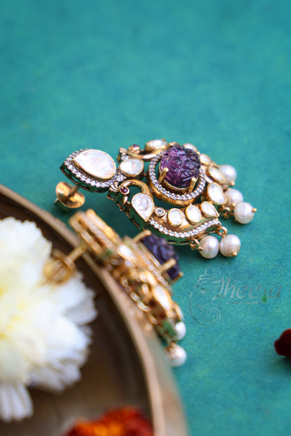 Amethyst and moissanaite earrings