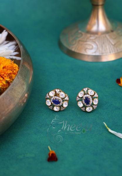Sapphire and moissanaite Stud