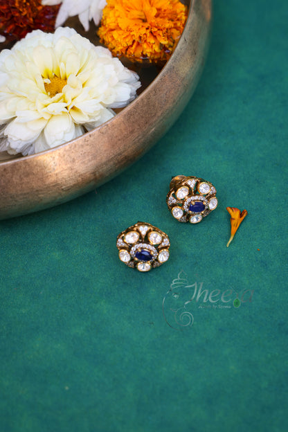 Sapphire and moissanaite Stud