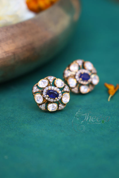 Sapphire and moissanaite Stud