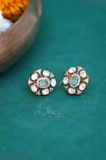 Mint and moissanaite Studs