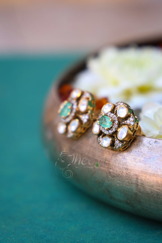 Mint and moissanaite Studs
