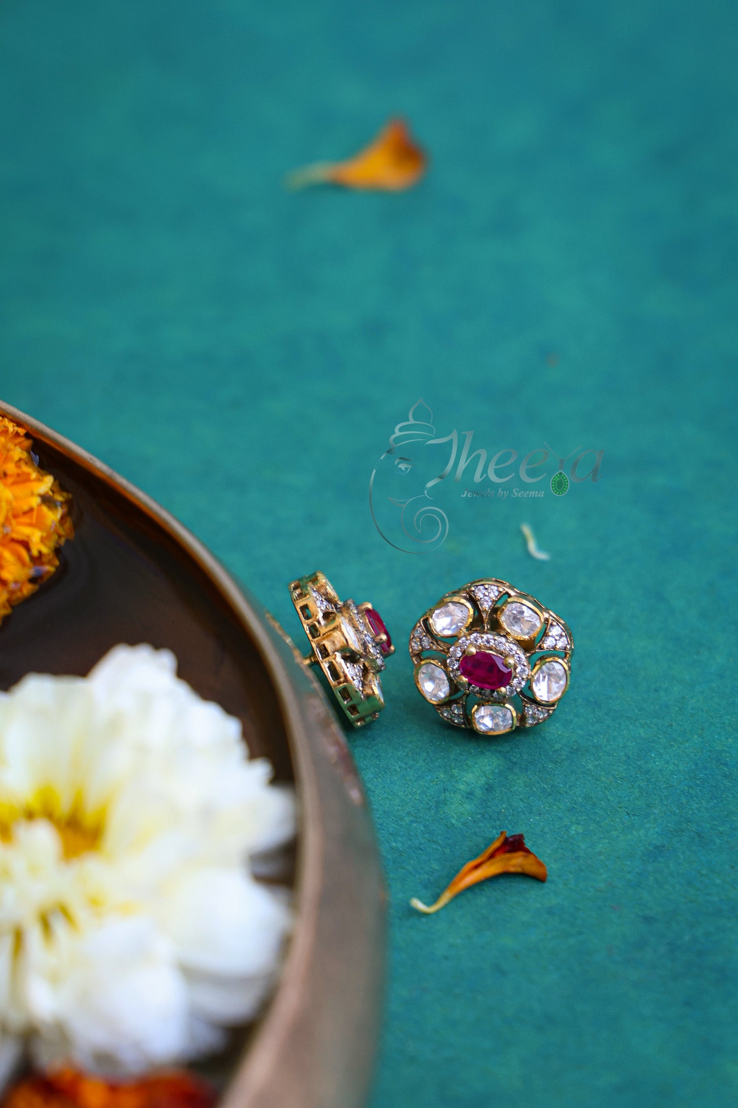 Red and moissanaite Studs