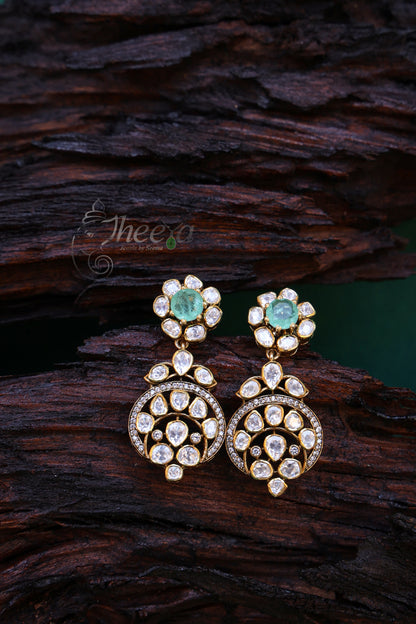 Mint and moissanaite long earrings