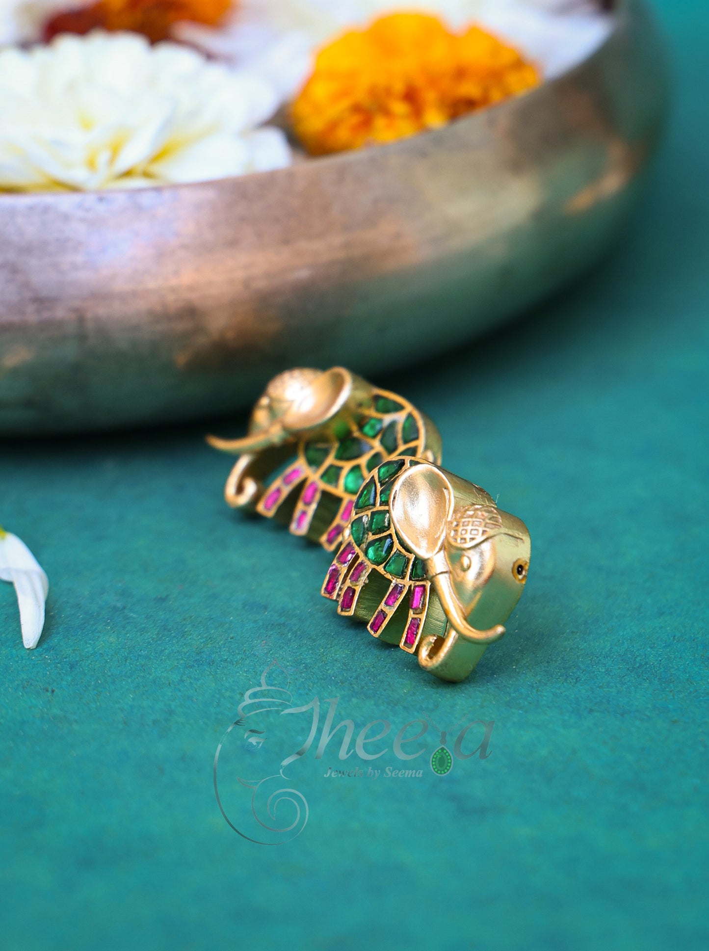Kundan Elephant Studs