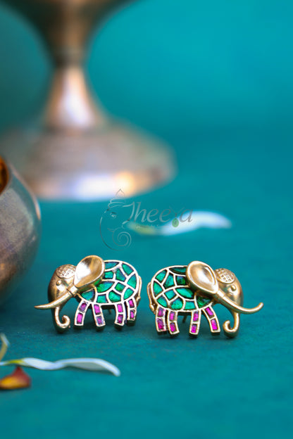 Kundan Elephant Studs