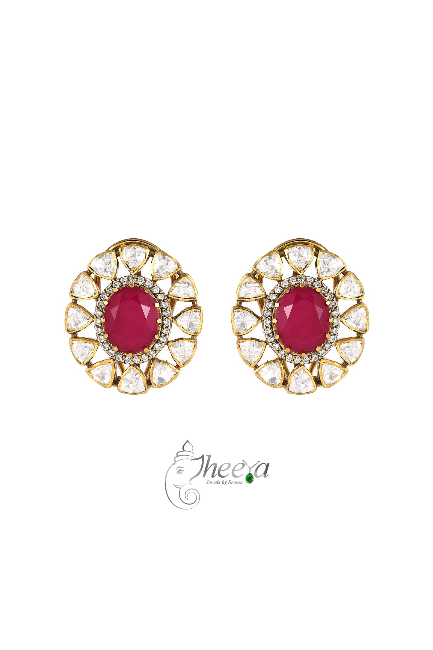 Ratnavalli Ruby n Moissanite Studs