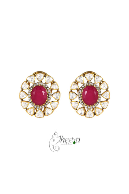 Ratnavalli Ruby n Moissanite Studs