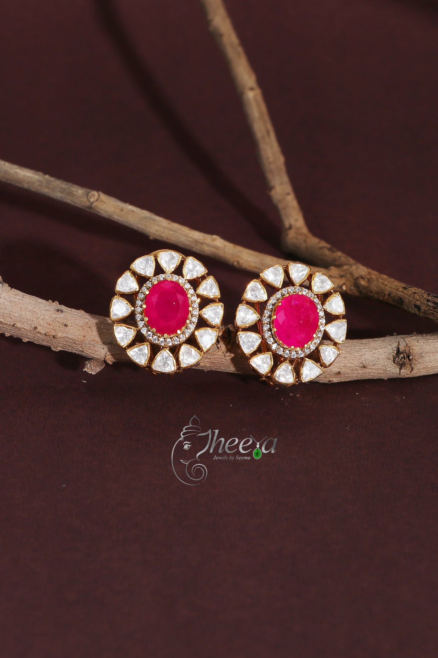 Ratnavalli Ruby n Moissanite Studs
