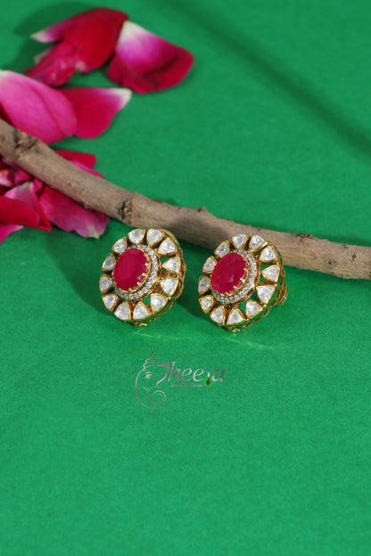 Ratnavalli Ruby n Moissanite Studs