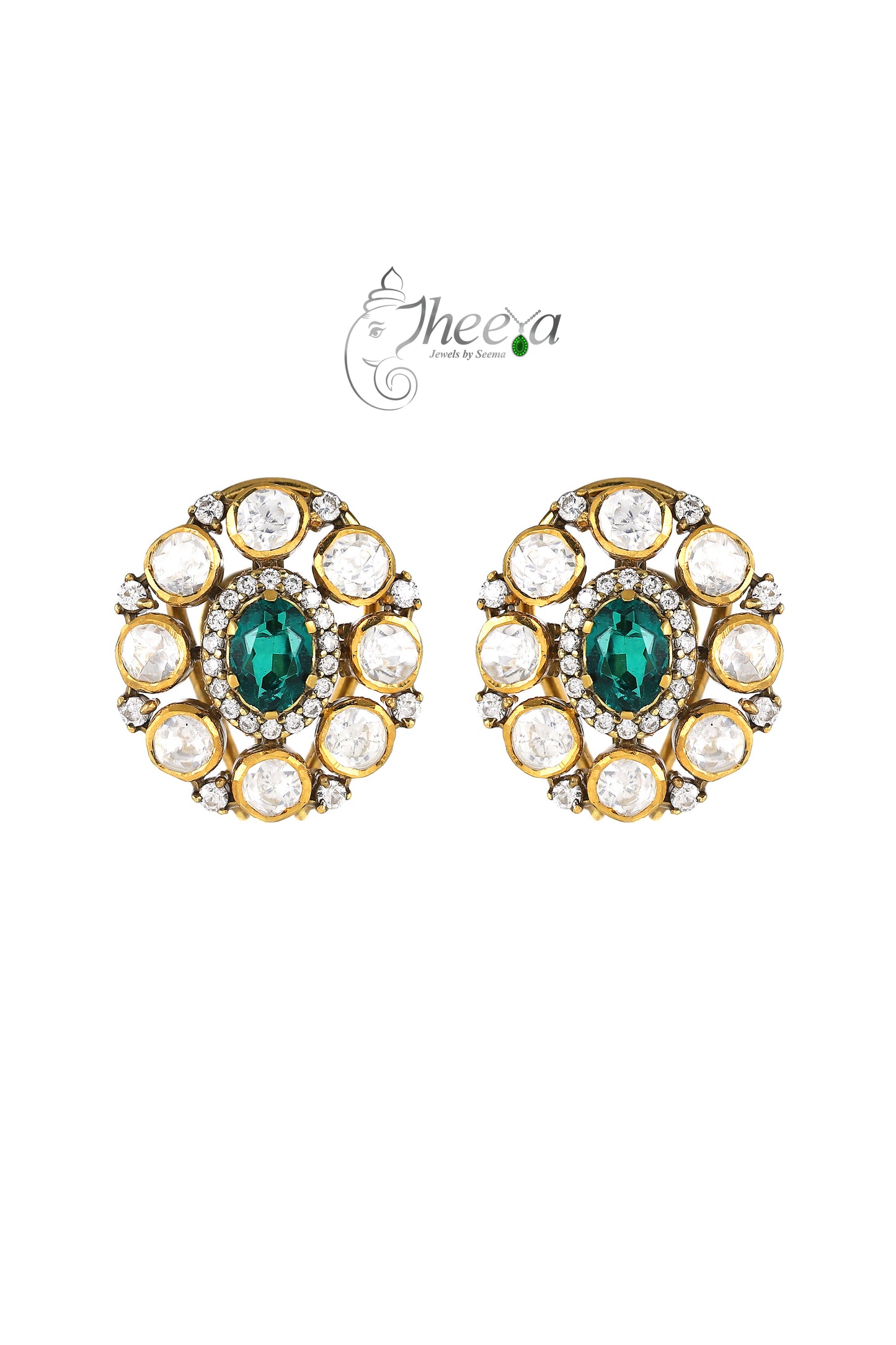 Ratnavalli Small Emerald Studs
