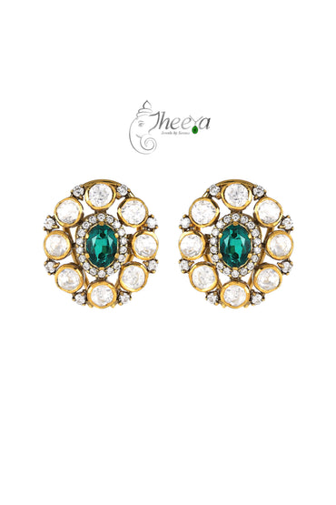 Ratnavalli Small Emerald Studs