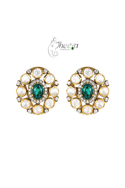 Ratnavalli Small Emerald Studs