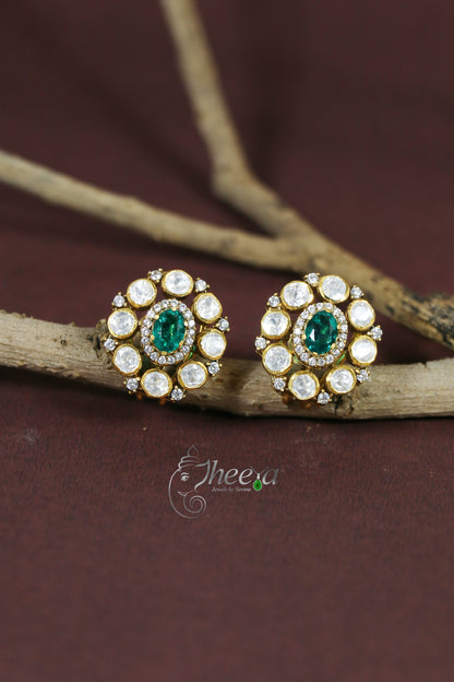 Ratnavalli Small Emerald Studs