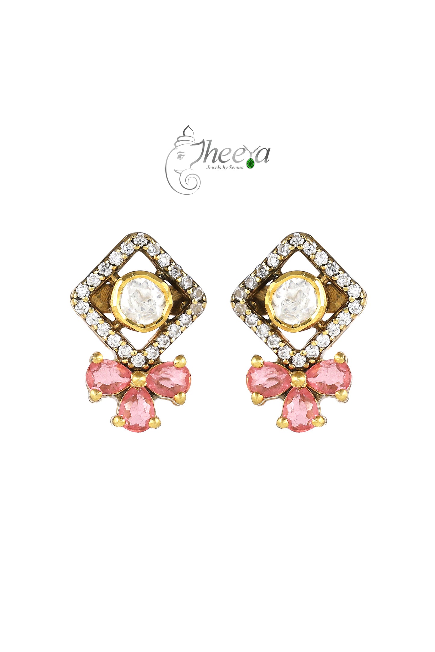 Ratnavalli Pink bow Moisssanite Studs