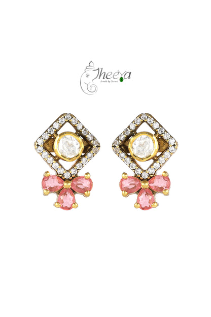 Ratnavalli Pink bow Moisssanite Studs