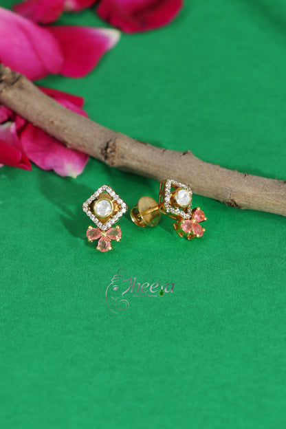 Ratnavalli Pink bow Moisssanite Studs