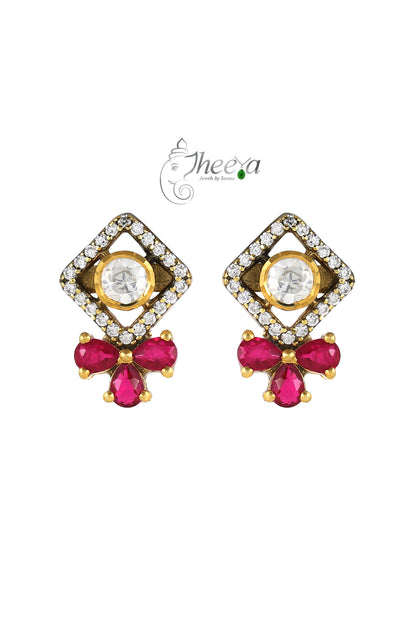 Ratnavalli Ruby  bow Moisssanite Studs