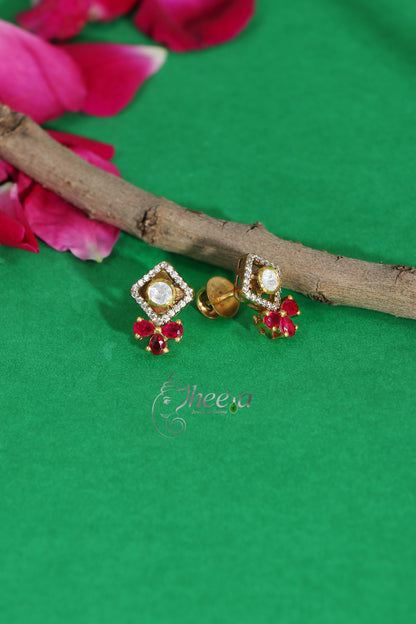 Ratnavalli Ruby  bow Moisssanite Studs